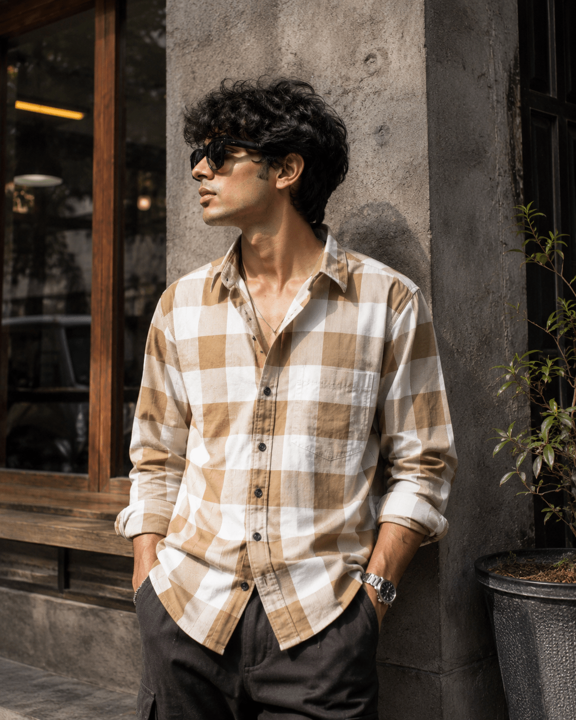 Olive Plaid Shirt - Dressthetic