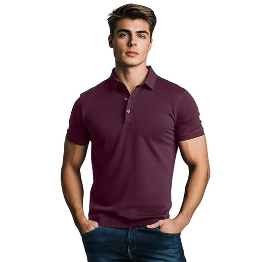 Signature Piqué Polo Shirt – Deep Burgundy - Dressthetic