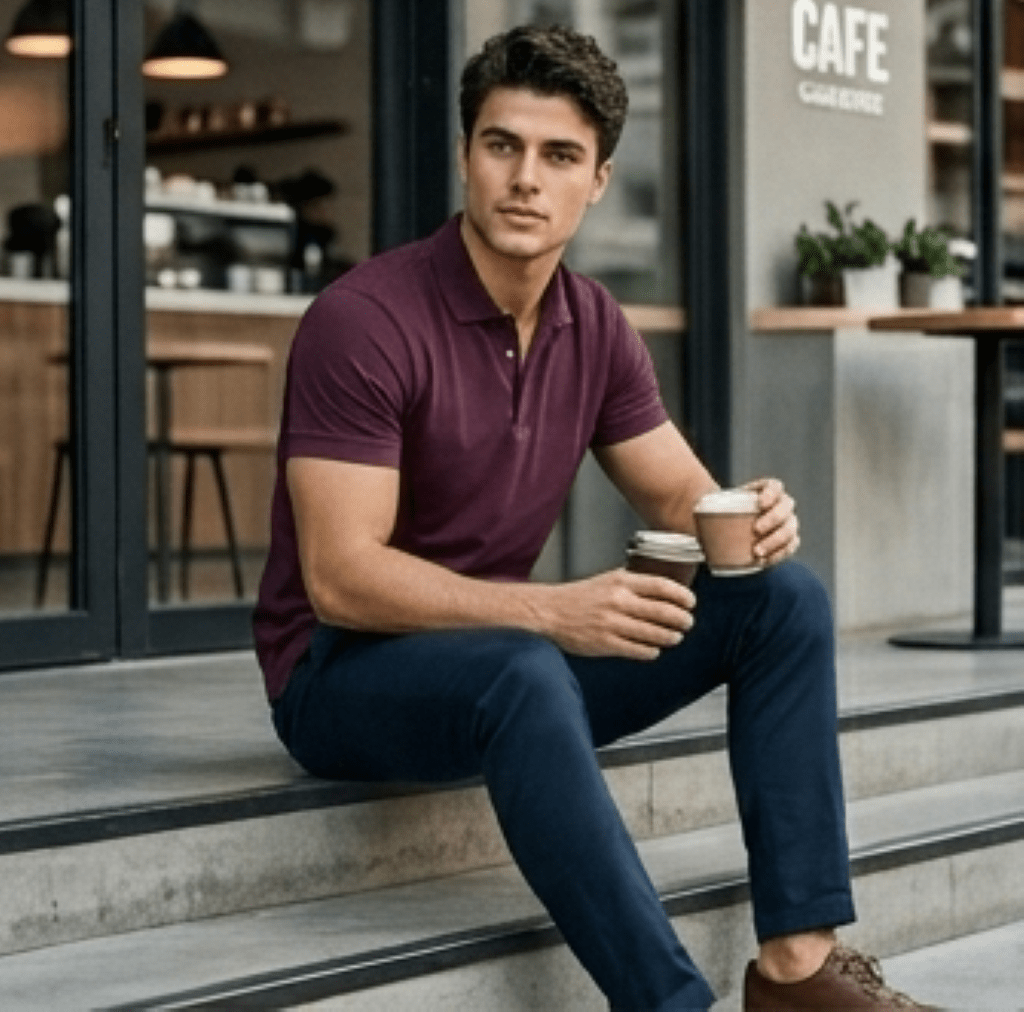 Signature Piqué Polo Shirt – Deep Burgundy - Dressthetic