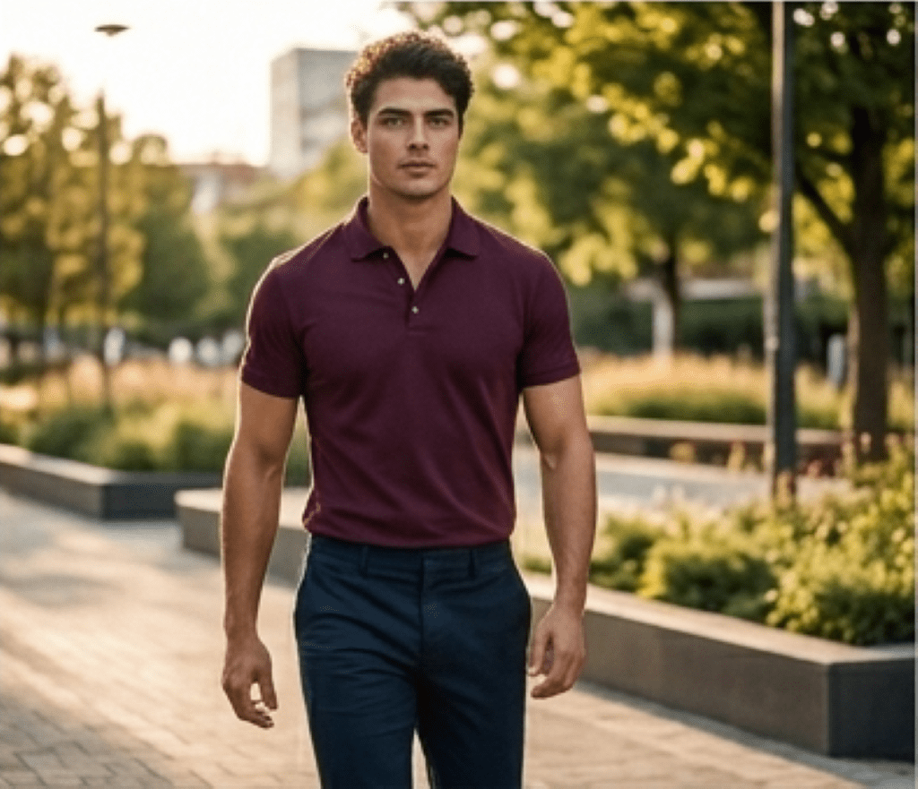 Signature Piqué Polo Shirt – Deep Burgundy - Dressthetic
