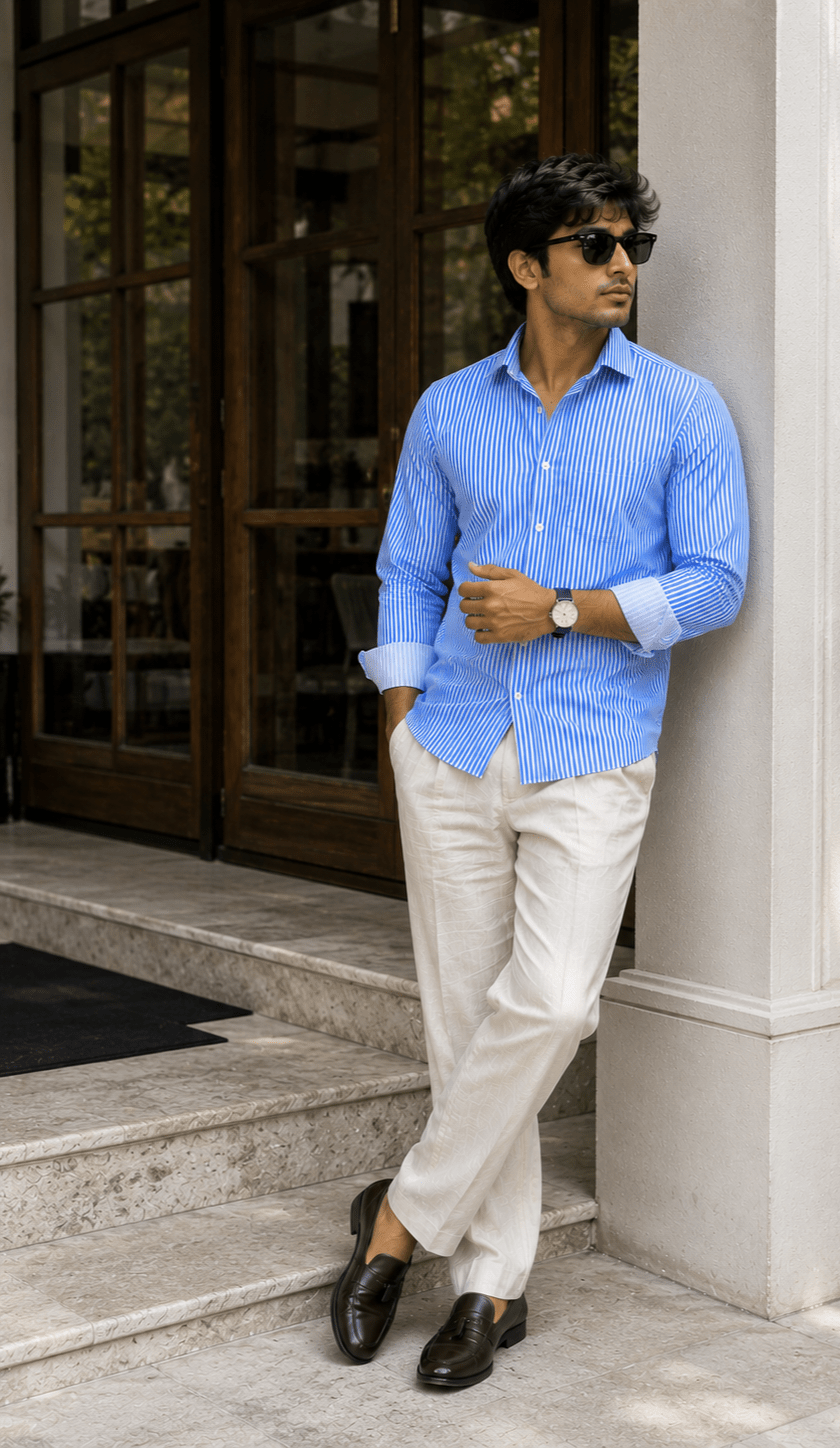 The Azure Stripe Shirt - Dressthetic