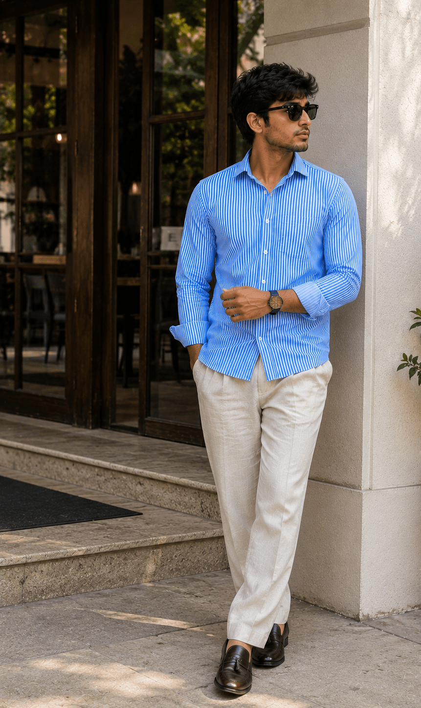 The Azure Stripe Shirt - Dressthetic