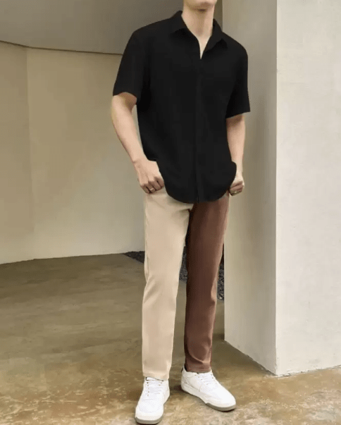 The Obsidian Textural Camp Collar Shirt: Effortless Modernism - Dressthetic