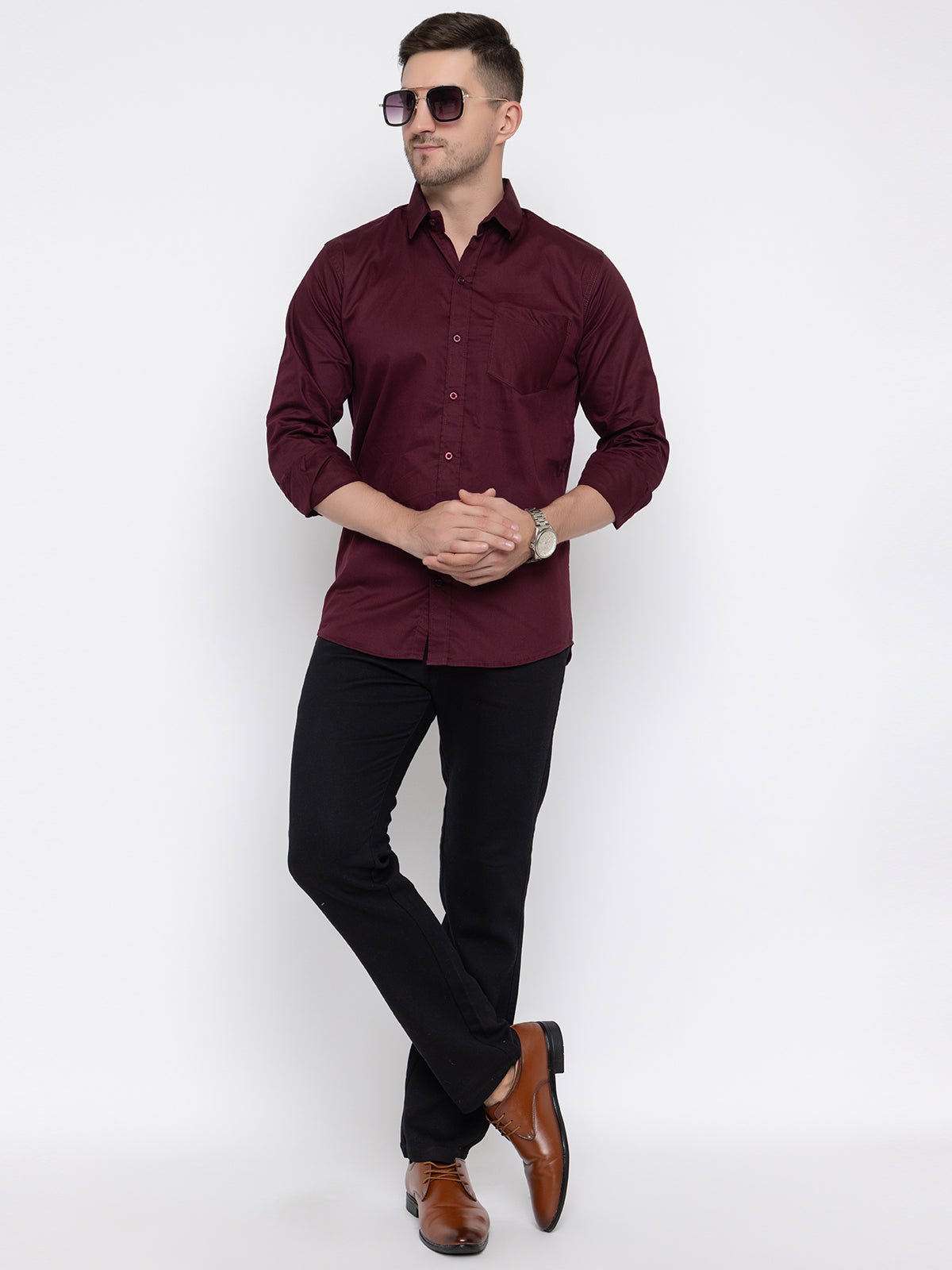 The Sovereign Burgundy Foundation Shirt: Timeless Precision - Dressthetic