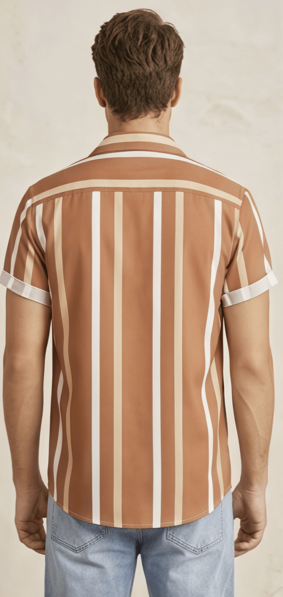 The Terracotta Coast Relaxed Cuban Collar Striped Shirt - Dressthetic