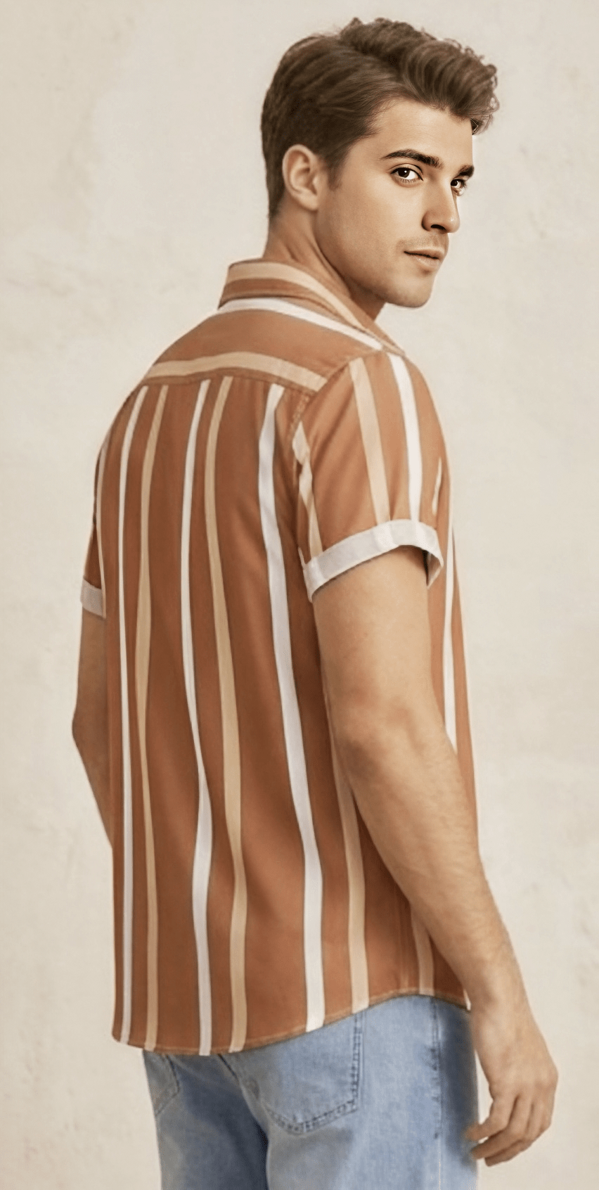 The Terracotta Coast Relaxed Cuban Collar Striped Shirt - Dressthetic