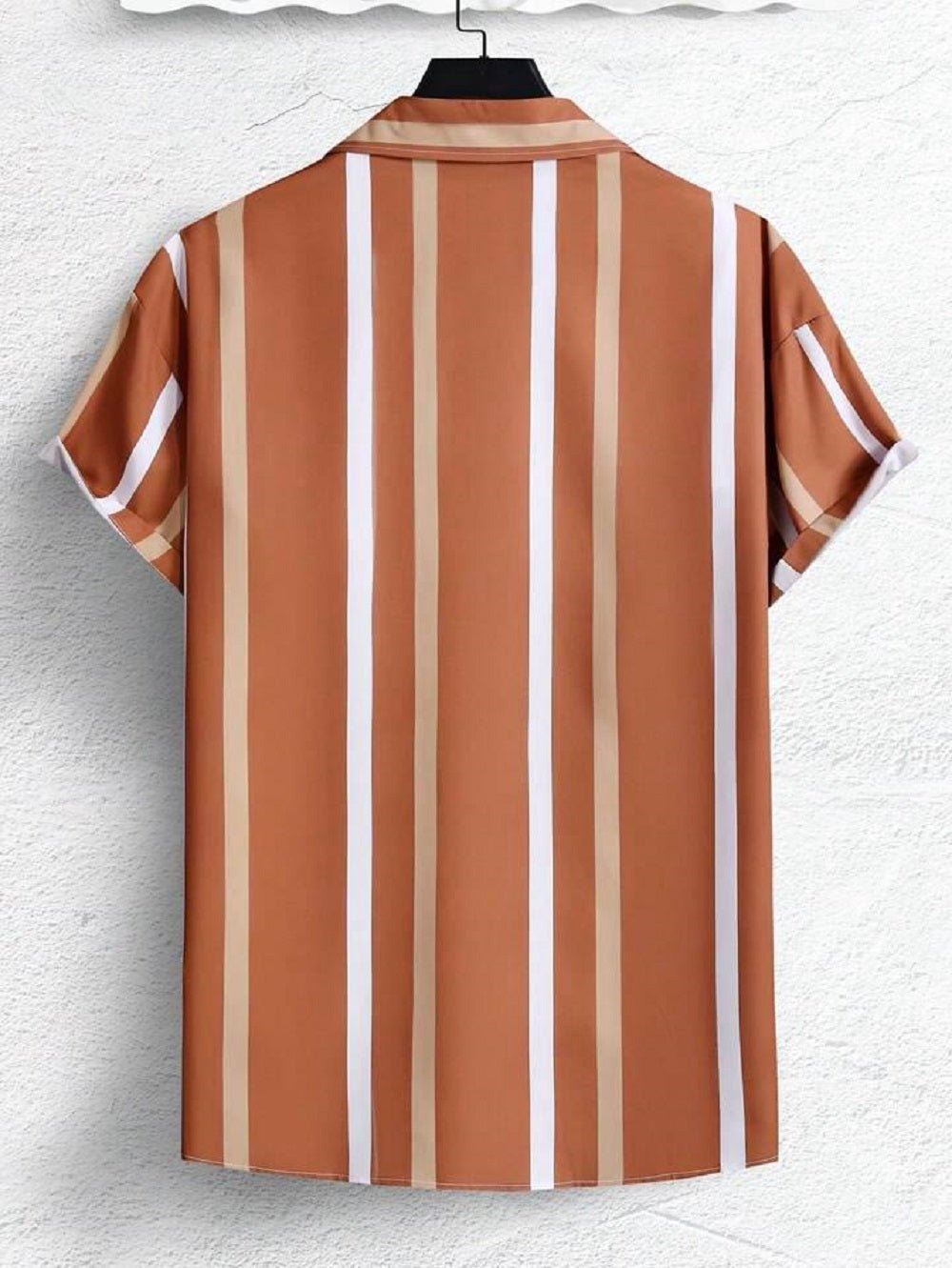 The Terracotta Coast Relaxed Cuban Collar Striped Shirt - Dressthetic