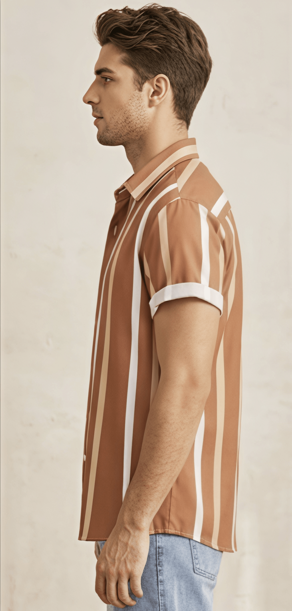 The Terracotta Coast Relaxed Cuban Collar Striped Shirt - Dressthetic