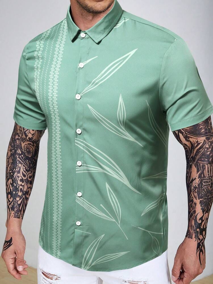 The Verdant Botanical Tailored Casual Shirt: A Study in Modern Refinement - Dressthetic
