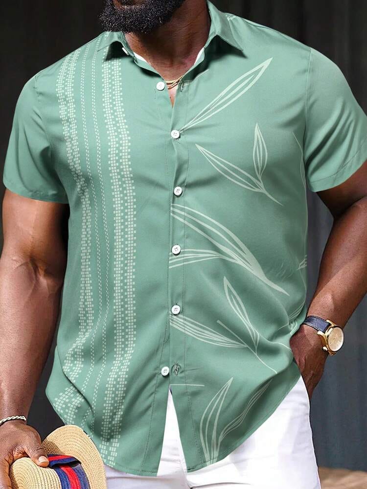 The Verdant Botanical Tailored Casual Shirt: A Study in Modern Refinement - Dressthetic